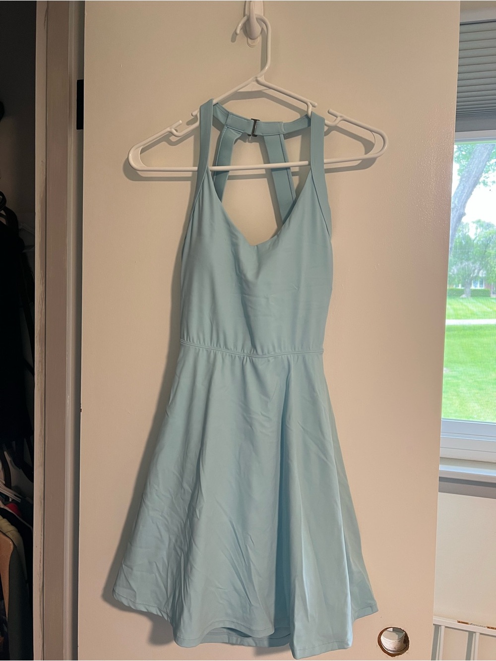 Light Blue A-Line Halter Dress